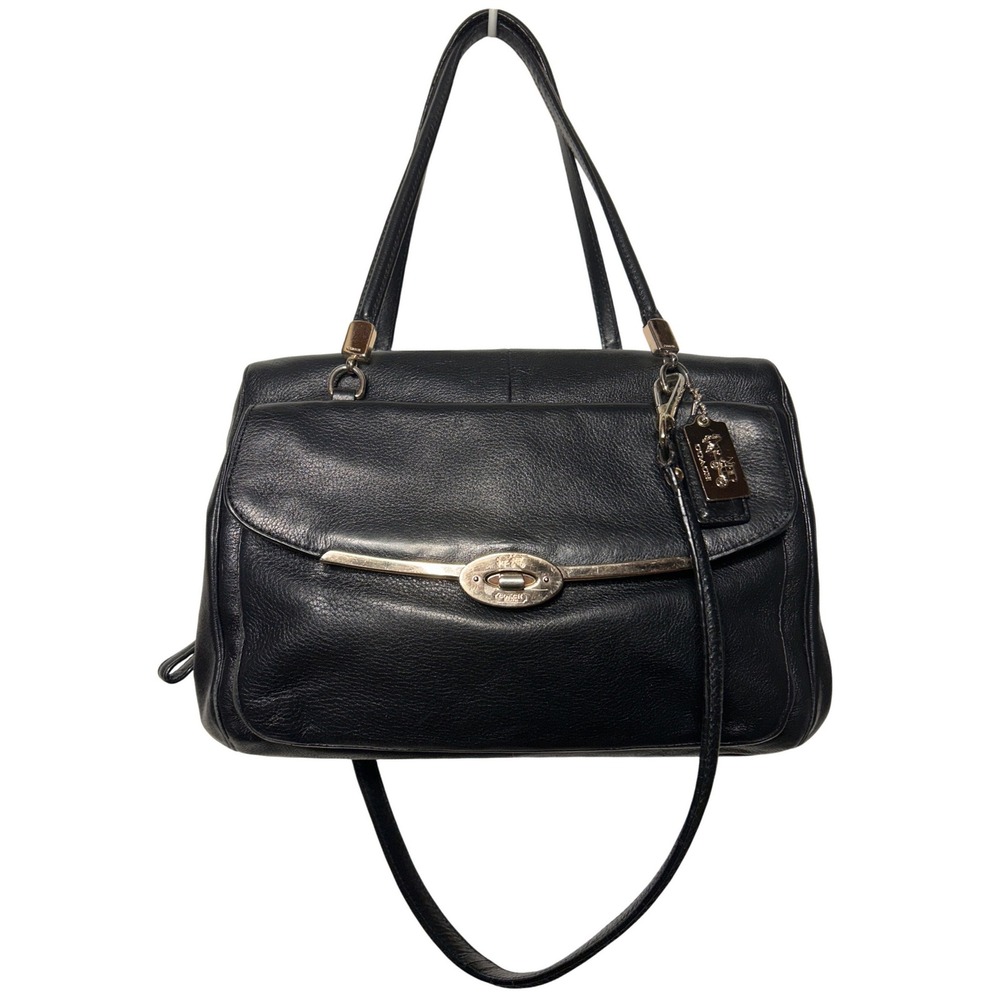 Coach Madison Madeline East/West Satchel Black Leather Shoulder Bag Retail: $398